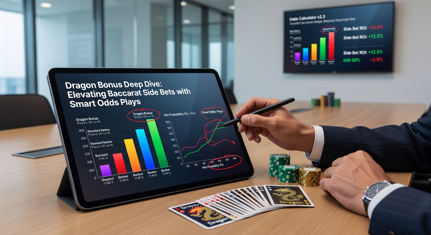 Detaillierte Odds-Tabelle für Dragon Bonus Bets, mit Balkendiagrammen zu Wahrscheinlichkeiten und Hausvorteilen