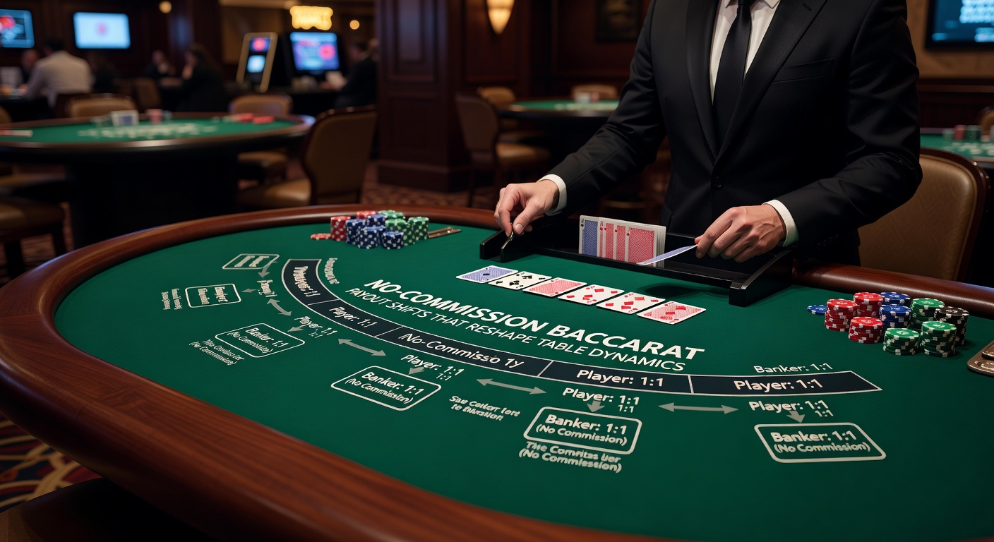 Detaillierte Grafik der Auszahlungsodds in No-Commission Baccarat, mit Balken für Banker-6-Szenarien und Vergleich zu Standard-Variante