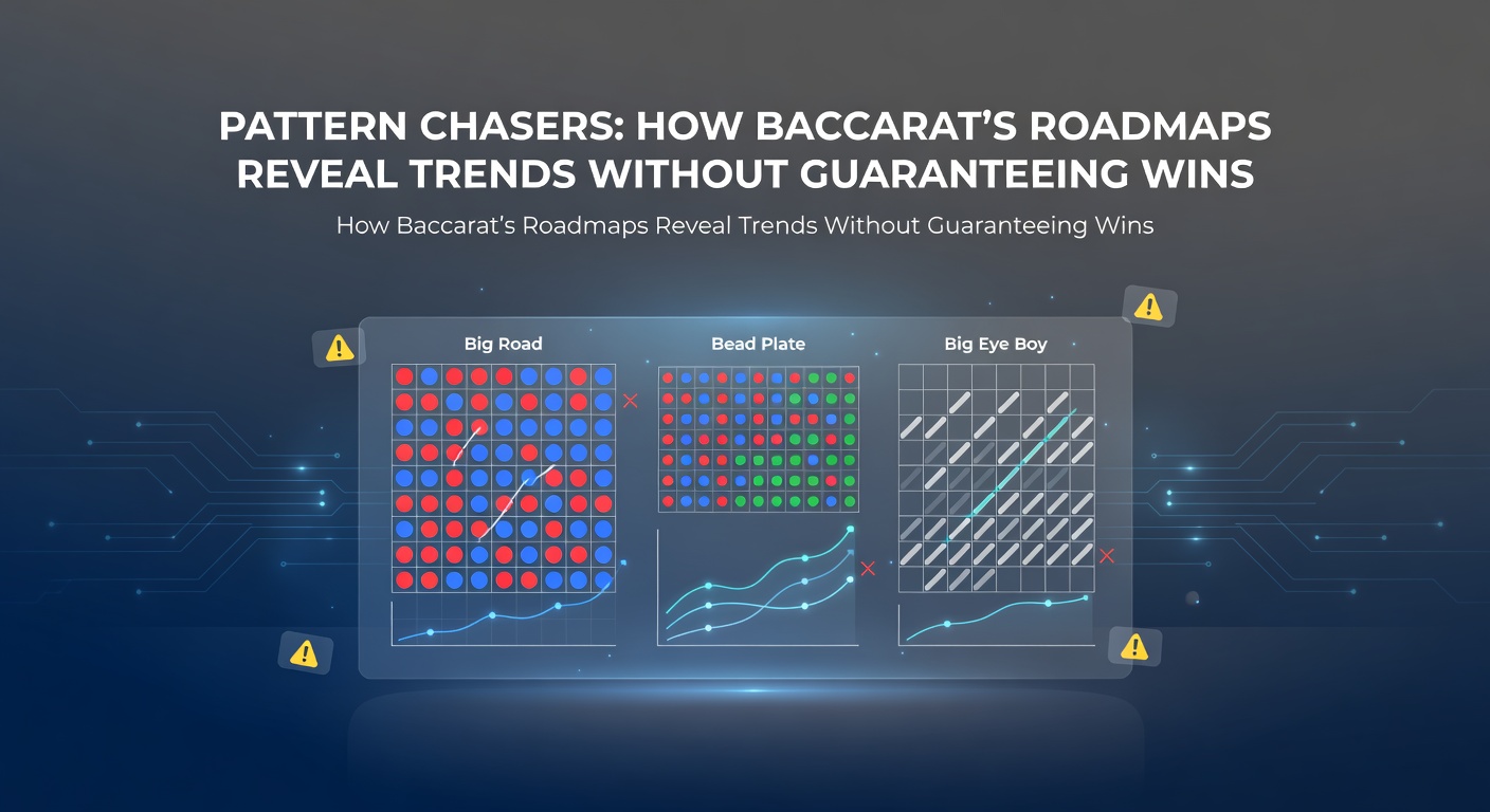 Bild einer typischen Baccarat-Roadmap mit farbigen Markierungen für Spieler- und Banker-Siege, die Streaks und Muster visuell darstellen