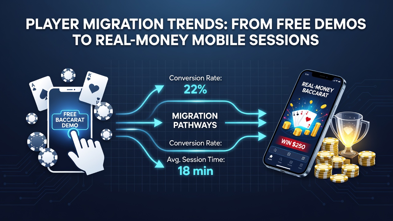 Diagramme zu Migrationsraten und mobilen Nutzungsstatistiken im Baccarat-Bereich