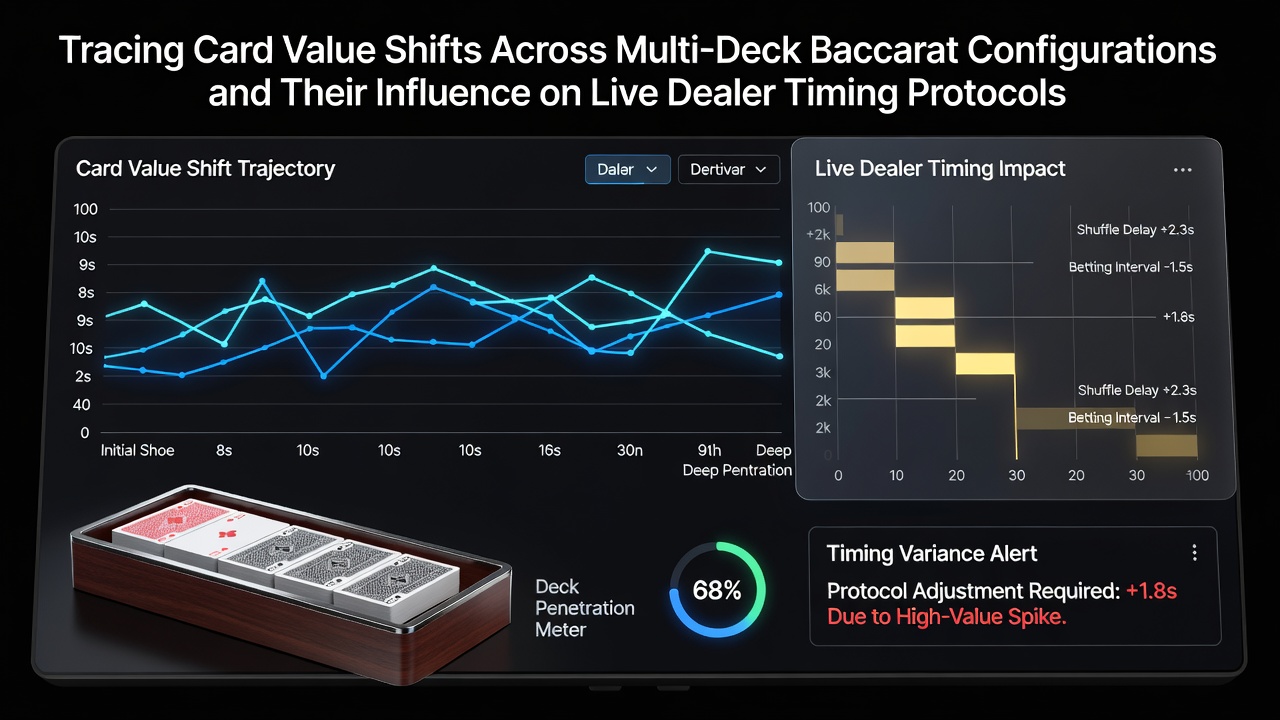 Darstellung von Kartenverteilung und Wertverschiebungen in Multi-Deck-Baccarat-Tischen mit Fokus auf Live-Dealer-Prozesse